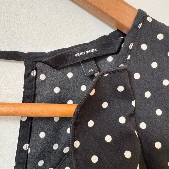 Vero Moda Black Polka Dot Midi Dress – Size XS - Picture 5 of 6